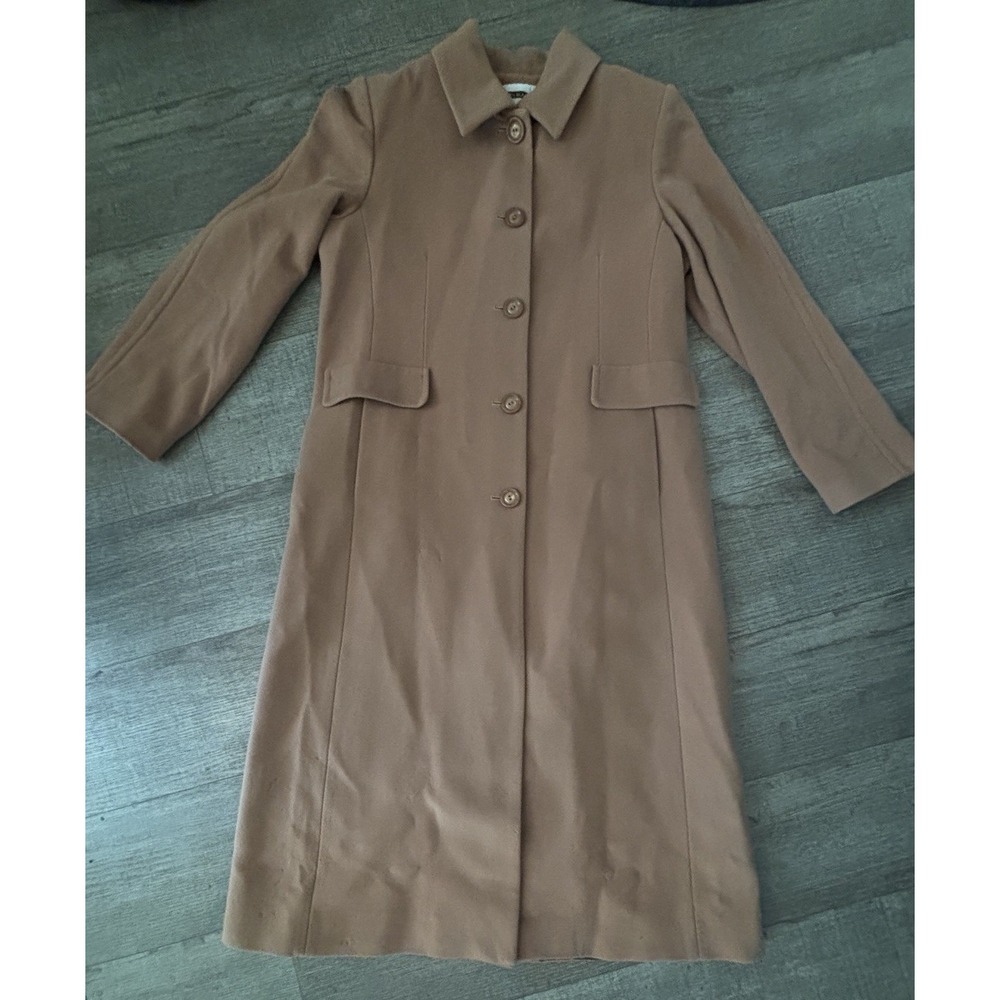 Kristen Blake Women 16 Lambswool Cashmere Long Camel Coat Italian Fabric 4544A6